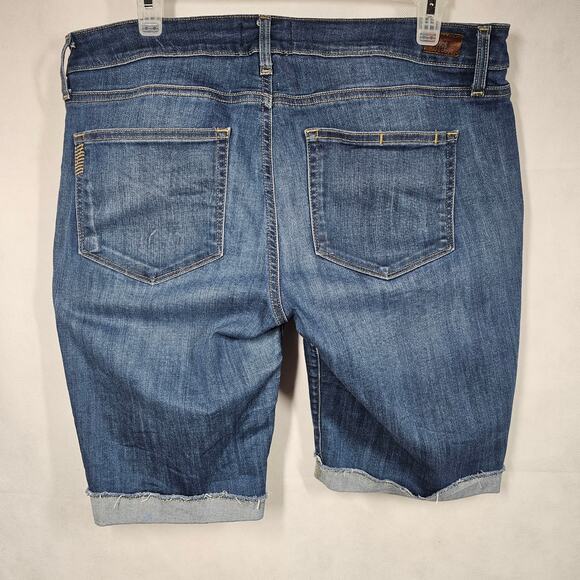 PAIGE Scheyla Raw Hem Cuffed Denim Shorts DNM573 Size 31 - Picture 7 of 16